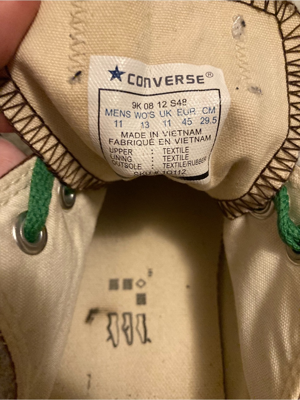 Converse Men's Low Top Canvas Sneakers in Brown with Green Laces - Picture 3 of 7